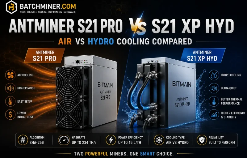Antminer S21 Pro vs S21 XP Hyd Air vs Hydro Cooling Compared